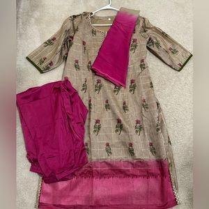 Tan and Pink Indian Dress